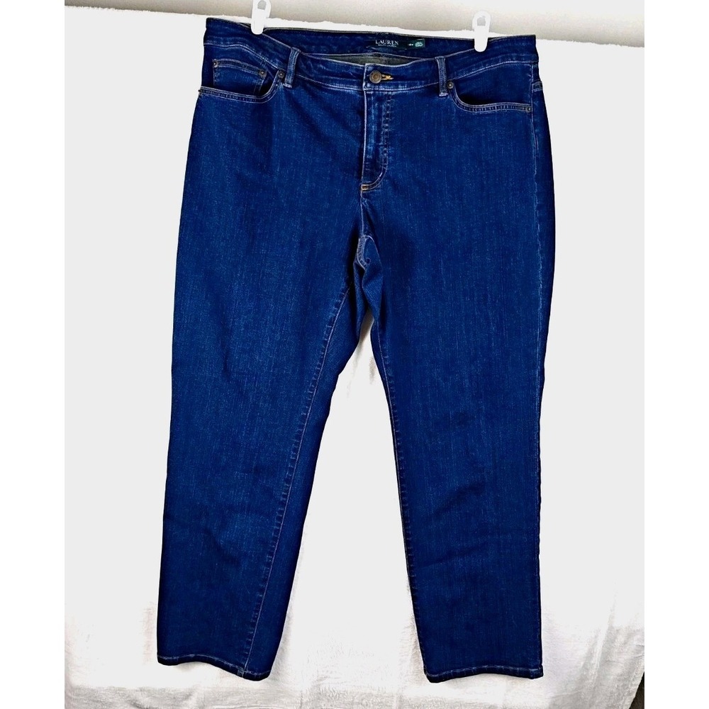 Lauren Ralph Lauren Modern Straight Curvy Jeans 18W Dark Wash Stretch 28" Inseam